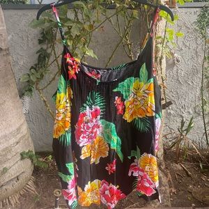 Old navy black, floral tank top.